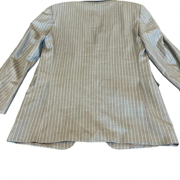 Ermenegildo Zegna Taupe White Pinstripe Blazer Jacket Suit Sport Caoat Size 54R - Picture 10 of 14